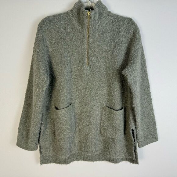 Anthropologie Sleeping on Snow Clarington Sweater Half Zip Green Wool Alpaca SM - Picture 11 of 11
